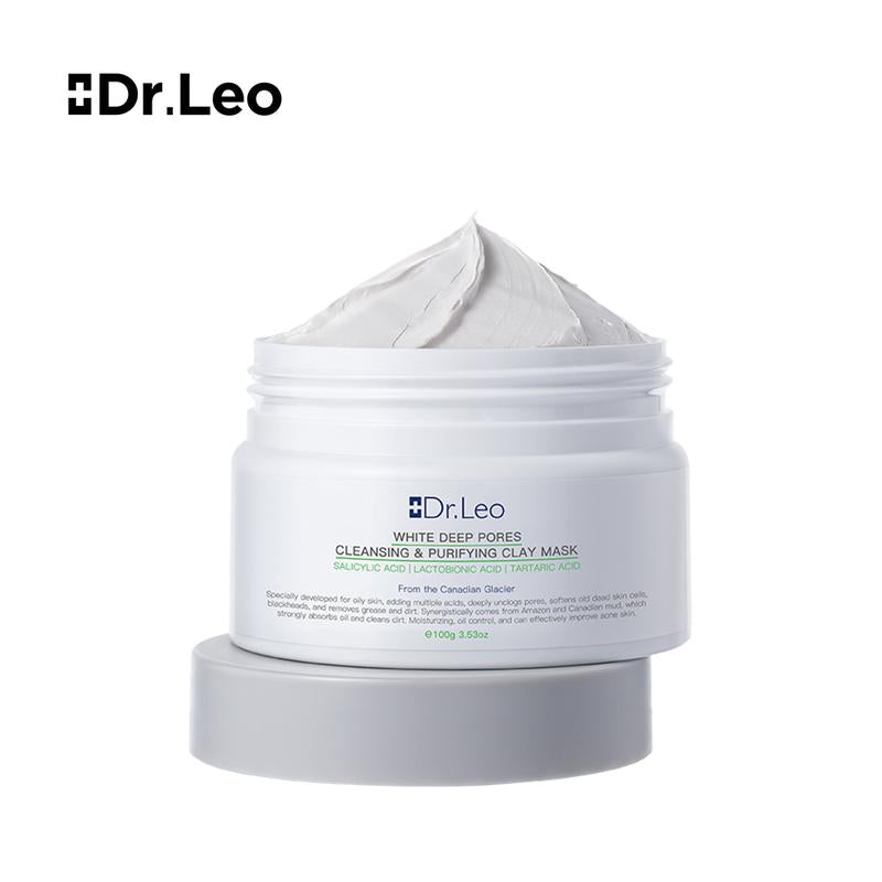 Revitalize Your Skin with Dr. Leo 3-in-1 White Clay Mask – 100g for Deep Pore Detox, Acne Treatment, and Oil Control
