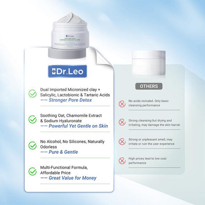 Revitalize Your Skin with Dr. Leo 3-in-1 White Clay Mask – 100g for Deep Pore Detox, Acne Treatment, and Oil Control
