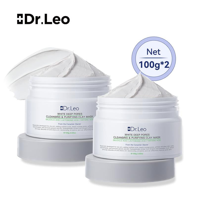 Revitalize Your Skin with Dr. Leo 3-in-1 White Clay Mask – 100g for Deep Pore Detox, Acne Treatment, and Oil Control
