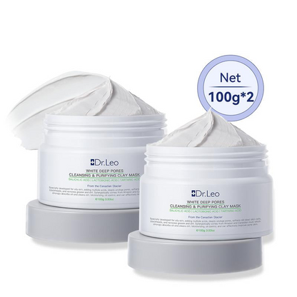 Dr. Leo 3-in-1 White Clay Mask - 100g for Deep Pore Detoxification, Acne Treatment, and Oil Control