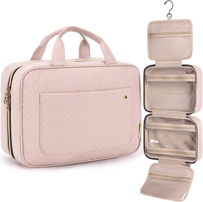 Stylish and Spacious Pink Hanging Toiletry Bag - Perfect for Travel and Home Organization