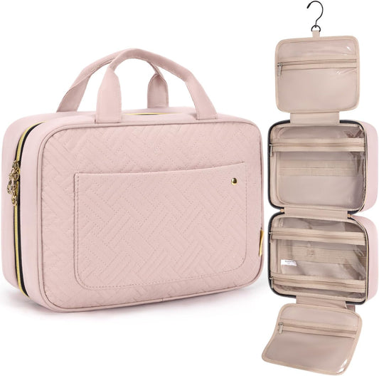 Stylish and Spacious Pink Hanging Toiletry Bag - Perfect for Travel and Home Organization