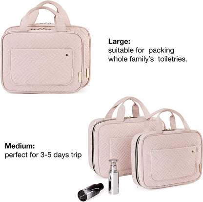 Stylish and Spacious Pink Hanging Toiletry Bag - Perfect for Travel and Home Organization