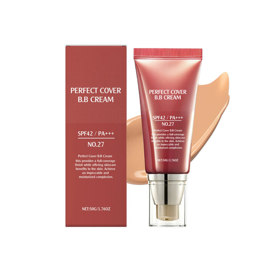 BB Cream SPF 42 PA+++ Tinted Moisturizer with Full Coverage Concealer for Dark Circles and Fine Lines