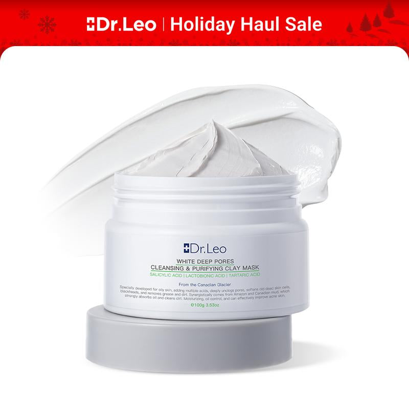 Revitalize Your Skin with Dr. Leo 3-in-1 White Clay Mask – 100g for Deep Pore Detox, Acne Treatment, and Oil Control