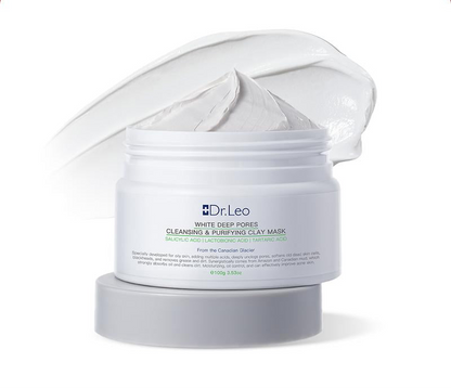Dr. Leo 3-in-1 White Clay Mask - 100g for Deep Pore Detoxification, Acne Treatment, and Oil Control